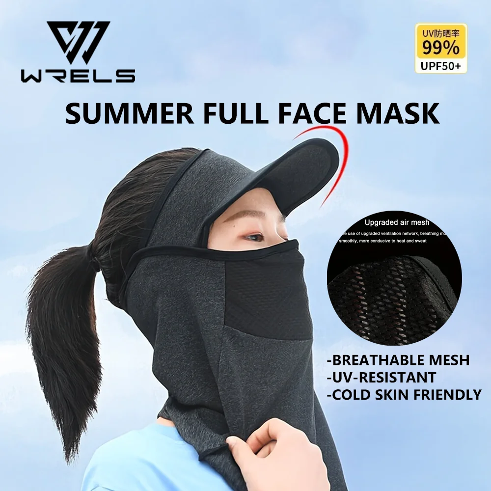 Sommer-Vollgesichtsmaske, atmungsaktiv, UV-Schutz, Nackenschutz, breite Krempe, Fahrrad-Bandana, Outdoor-Sport, Angeln, Wandern, Sonnenschutz, Eisseidenmütze