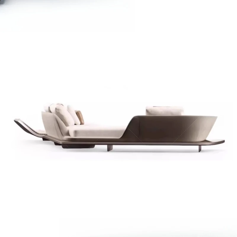 Italian luxury living room furniture reflective curved section leather sofa combination simple style can