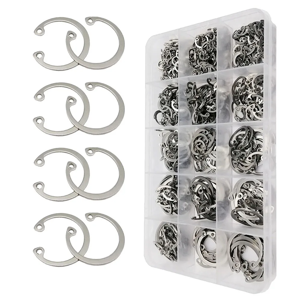 

250-535pcs C-clip Washers Internal External Retaining Rings for Shaft Circlips Ring 304 Stainless Steel M8 M10 M12 M20 M00 M24