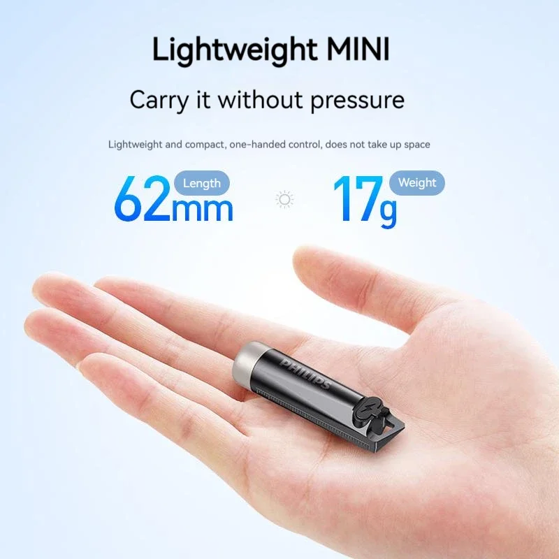 PHILIPS EDC Lanterna LED Recarregável Lâmpada Mini EDC Chaveiro Lanternas Lâmpada de Acampamento Para Caminhadas Autodefesa Tocha Luz