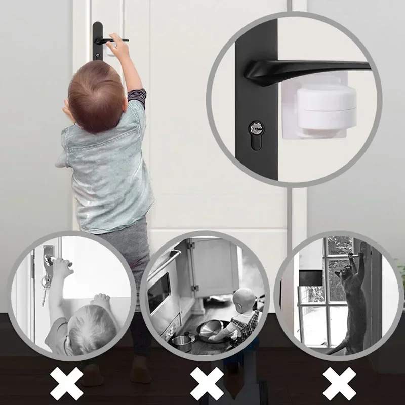 Home Universal ABS Protection Device for Children Safety ABS Anti-open Handle Locks Door Lever Lock Baby Kids Safety Doors Lock