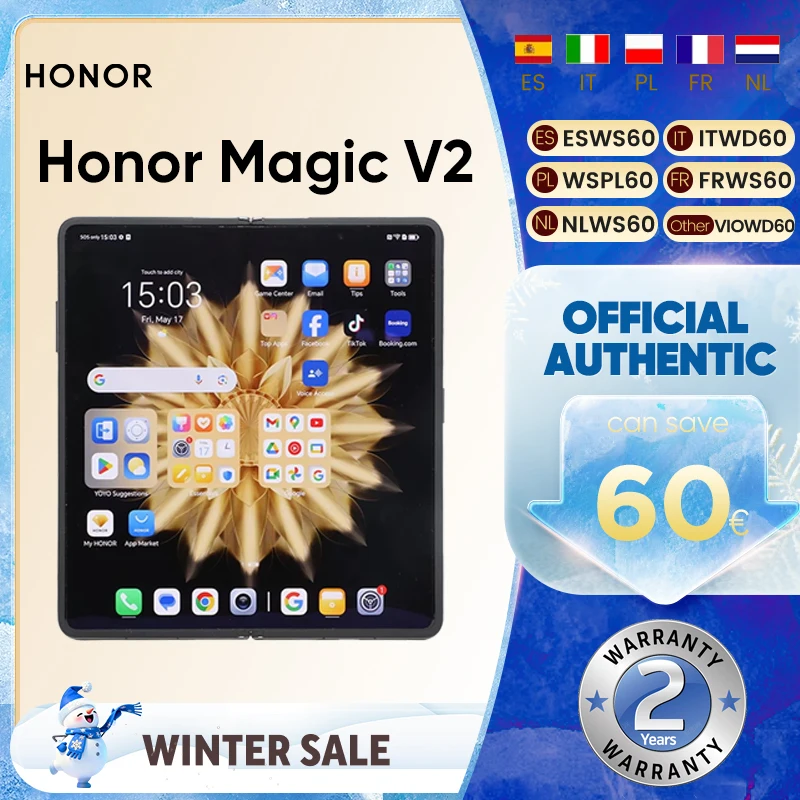 Honorowy magiczny V2 5G składany smartfon w wersji globalnej LTPO OLED wyświetlacz 120Hz Snapdragon 8 Gen2 50MP potrójna kamera z systemem Android Mobile
