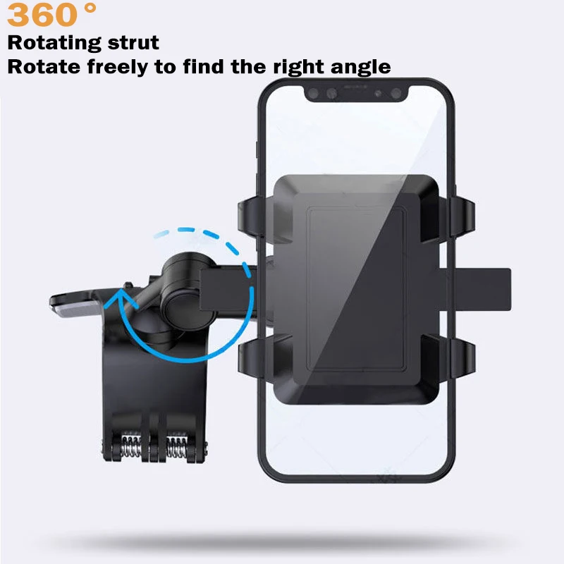 Universal Car Phone Holder Adjustable 1620 Degree Rotation HUD Auto Dashboard Clip Cell Phone Mount Stand For Most Phone