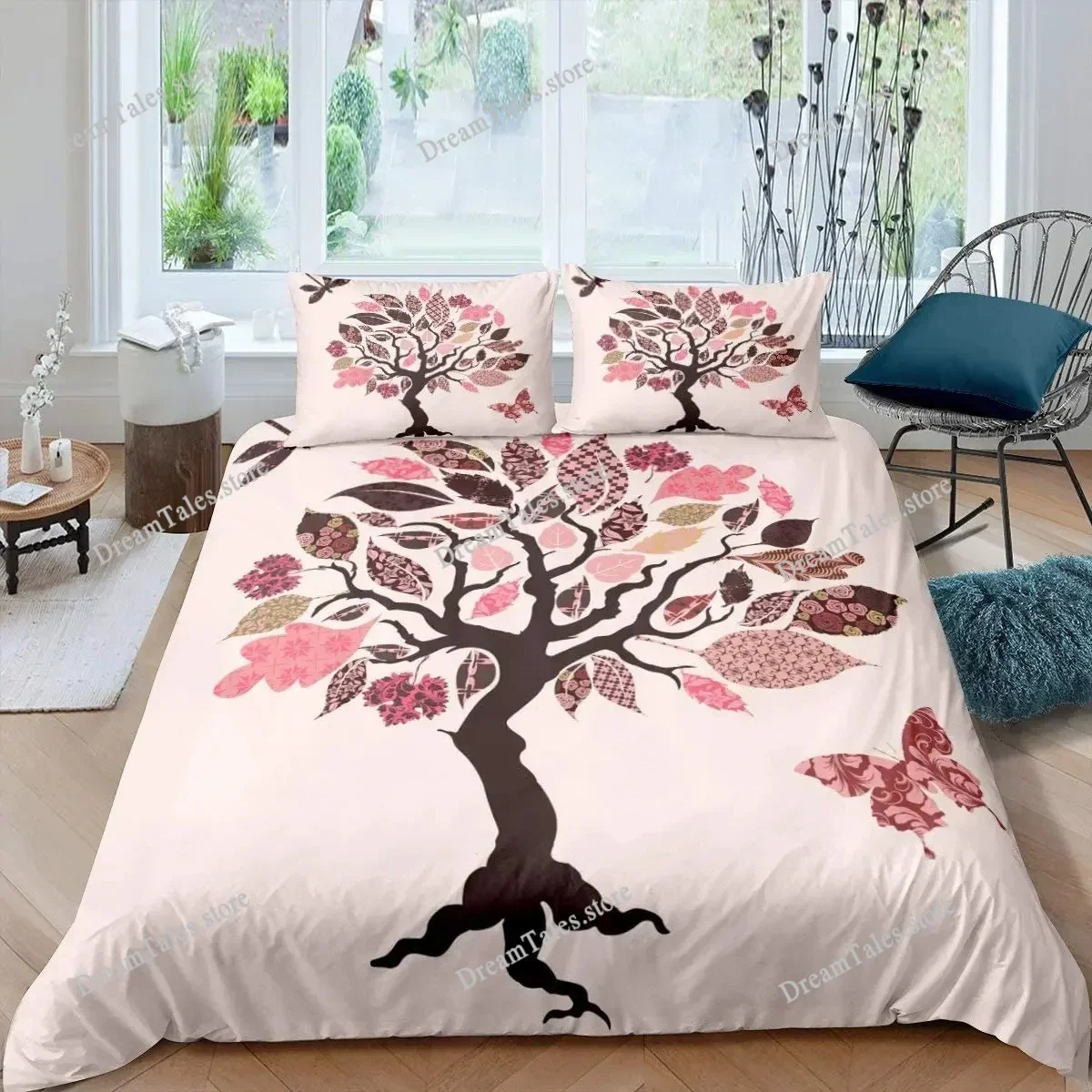Duvet Cover Set Tree of Life Polyester Comforter Cover King Queen Full Size for Kids Boys Girls Bedding Set with Comforter Cover