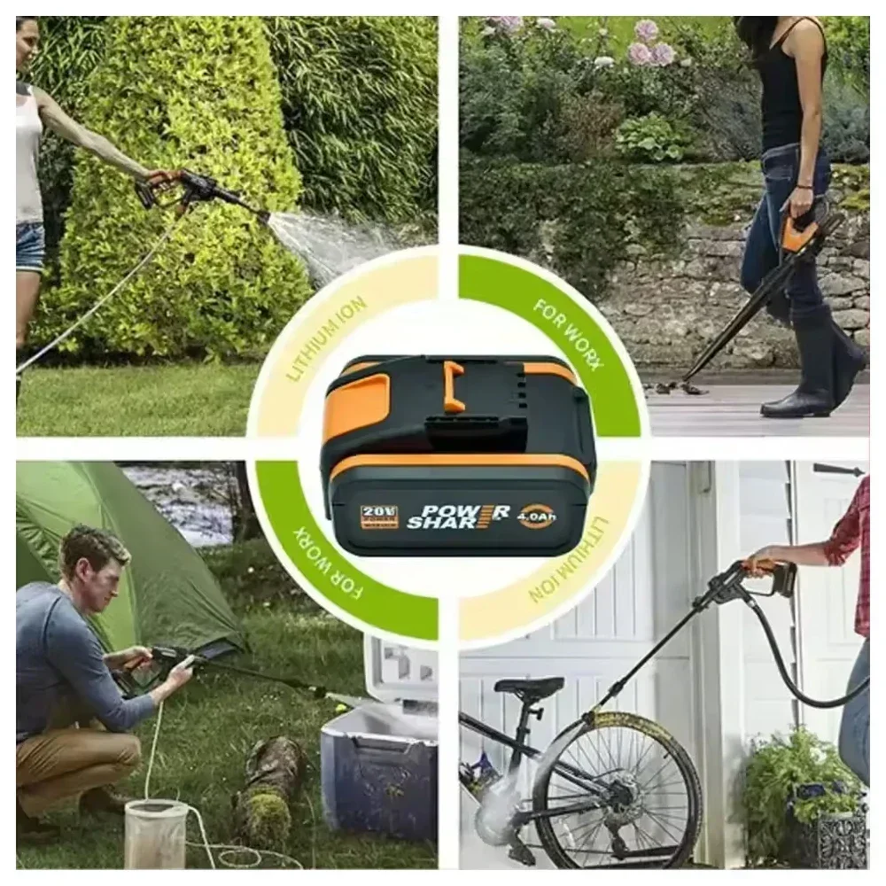 Pro Worx 20V 4,0/6,0/8,0/10Ah lithiovou baterii, dobíjecí WA3553 WA3551 WA3553.1 WA3570 pro veškeré elektrické a zahradní nářadí Worx - náhled 6