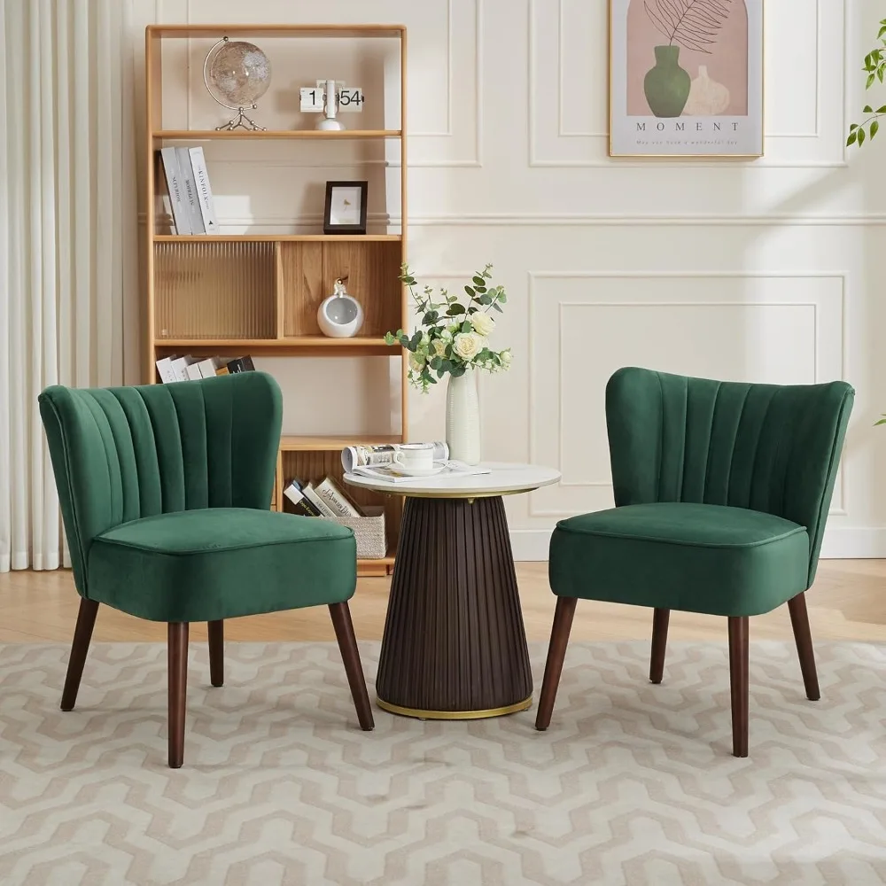 

modern living room chair set of 2, mid-century accent chair, soft velvet upholstered chair with adjustable feet, accent chair s