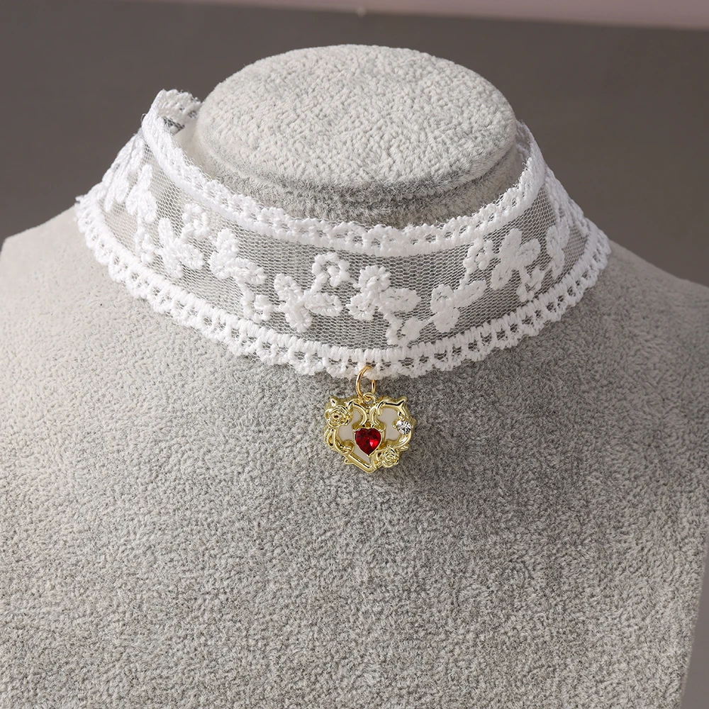 Aihua Gothic Victoria Schwarzes Herz Halskette für Frauen Punk Vintage Ästhetische Grunge Y2K Spitze Halskette Choker Schmuck Geschenke – Detail 4