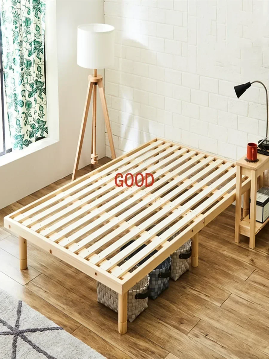 All solid wood bed without bedside row skeleton bed Modern simple tatami bed