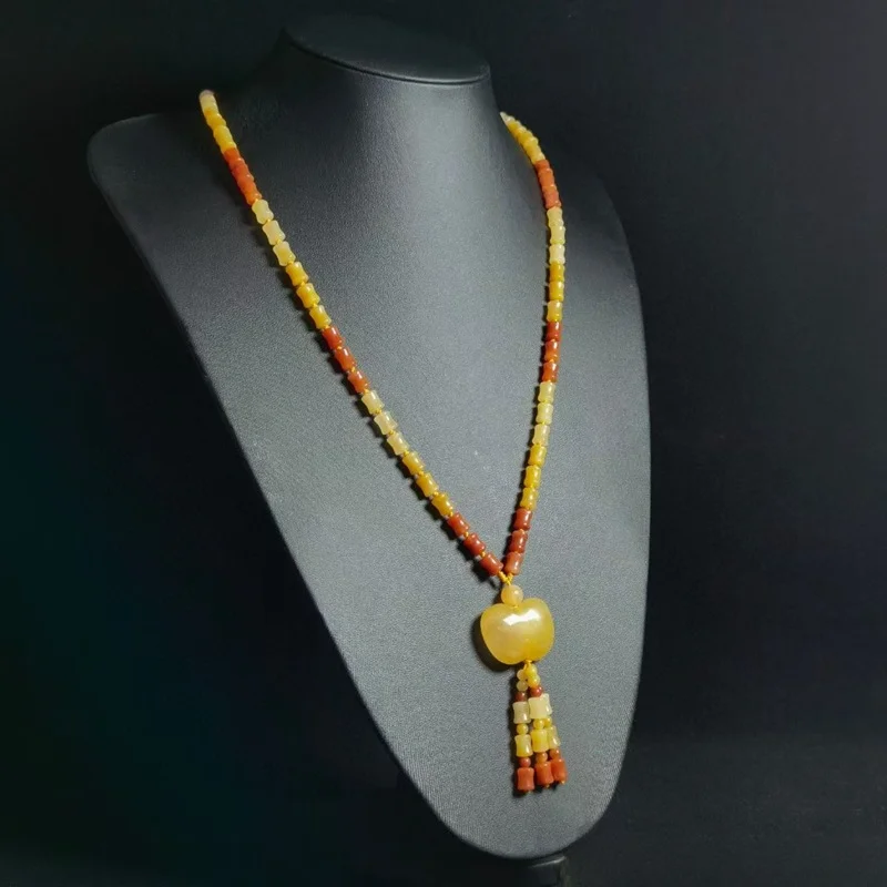 

Karamay Золотая шелковая Нефритовая Трехцветная подвеска с круглыми бусинами для женщин