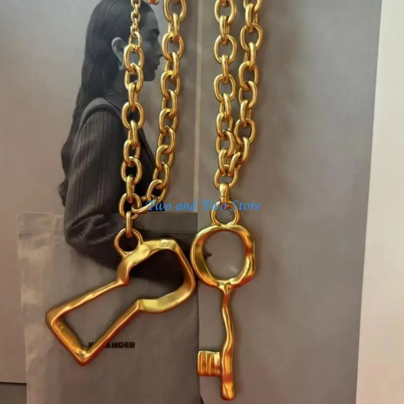 

HX6F Charm Couple Necklace French Pendant Neck Jewelry Anniversary Neckpiece