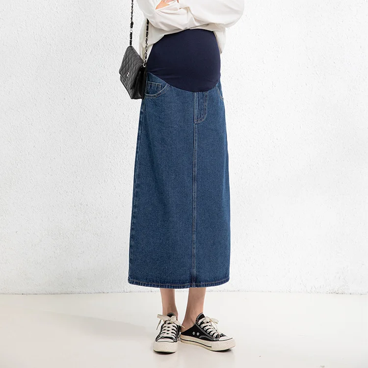 Fashion Maternity Jag Denim Skirts for Pregnant Women Winter Maternity Skirt Long Large Size Pregnancy Skirt