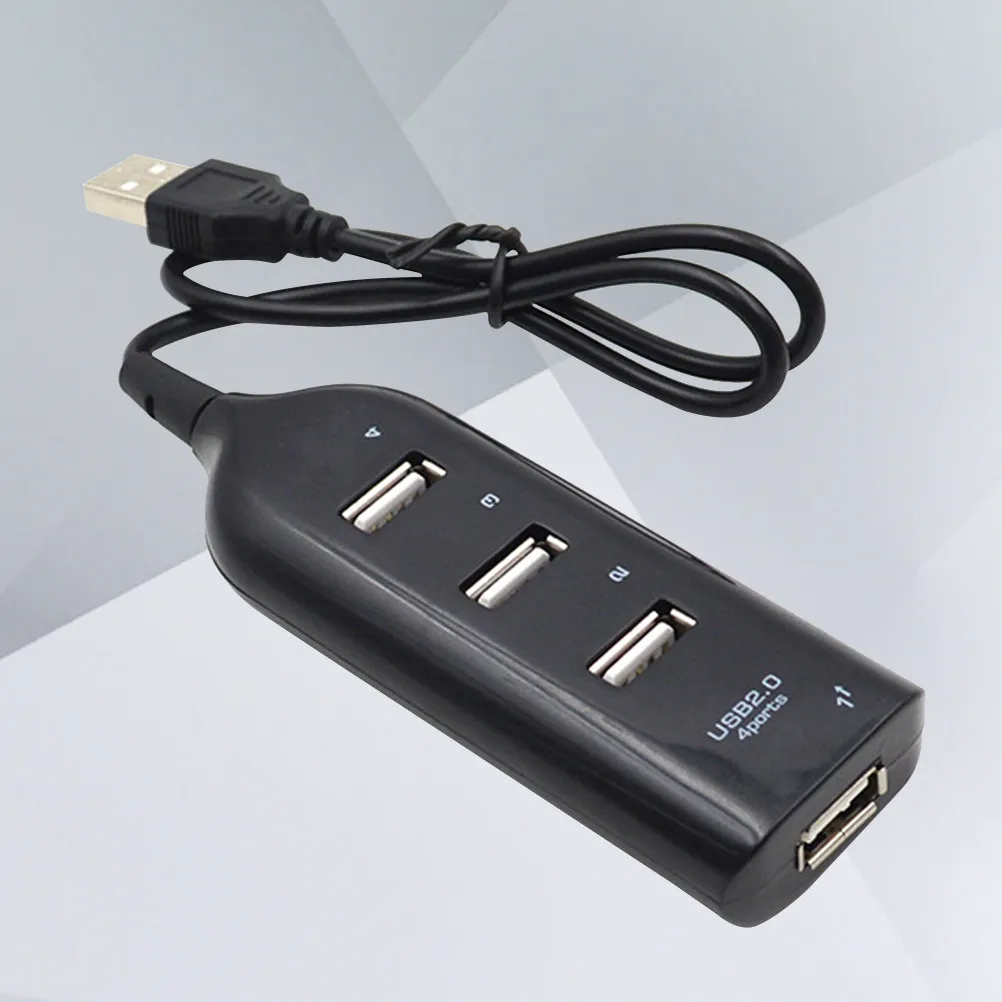4 Port USB 2.0 Hub Portable Data Expansion Splitter Compatible with Windows 7 8 10 Laptop Pc Computer Black Super Speed