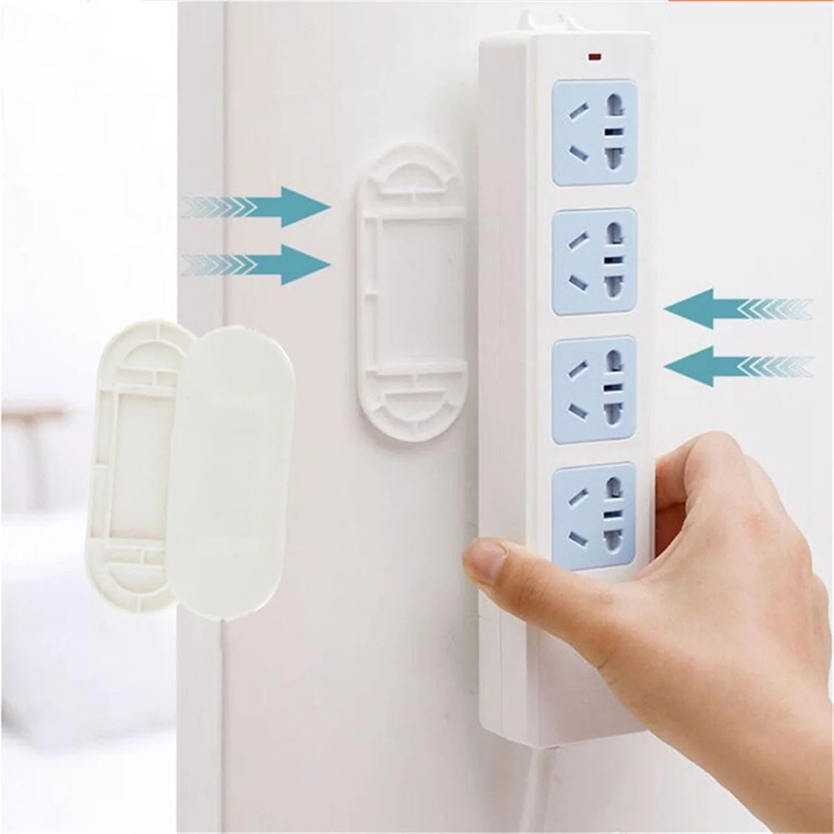 10Pcs Power Strip Holder White Power Strip Holder , Self-Adhesive Wall Mount Fixator, Punch-Free