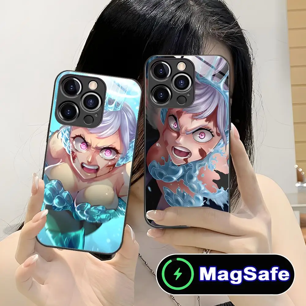 Black Clover Noelle Silva Phone Case for iPhone 16 15 14 13 12 11 Pro Max Plus Mini MagSafe Glass Colour Protective Luxury Cover