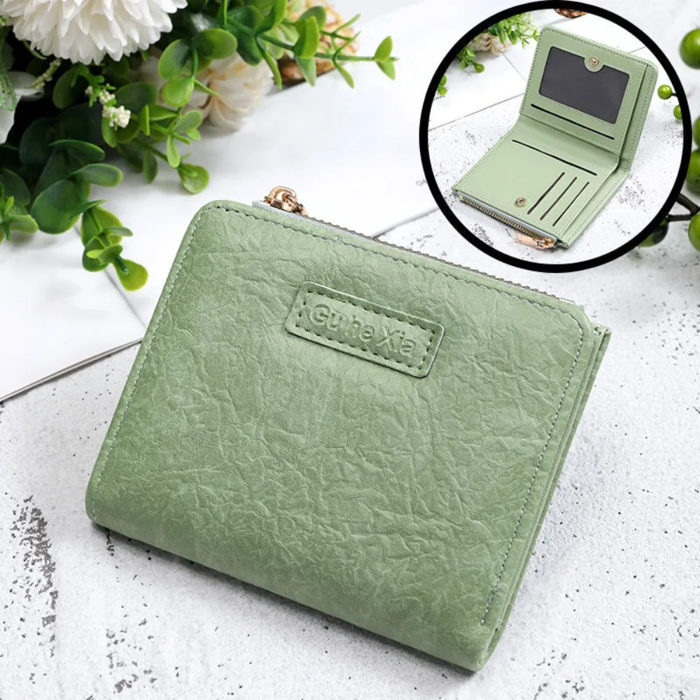 

Leather Short Wallet Fashion Large capacity Solid Color Zipper Purse Small Money Bag Women