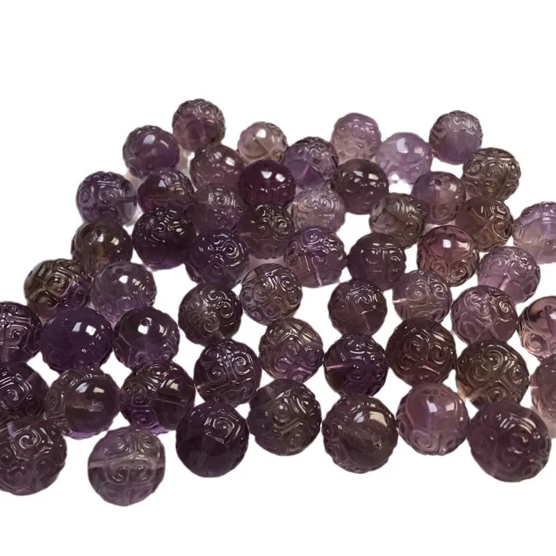 1piece purple Ametrine carved round 13mm pendant full hole 12mm nature FPPJ wholesale loose beads