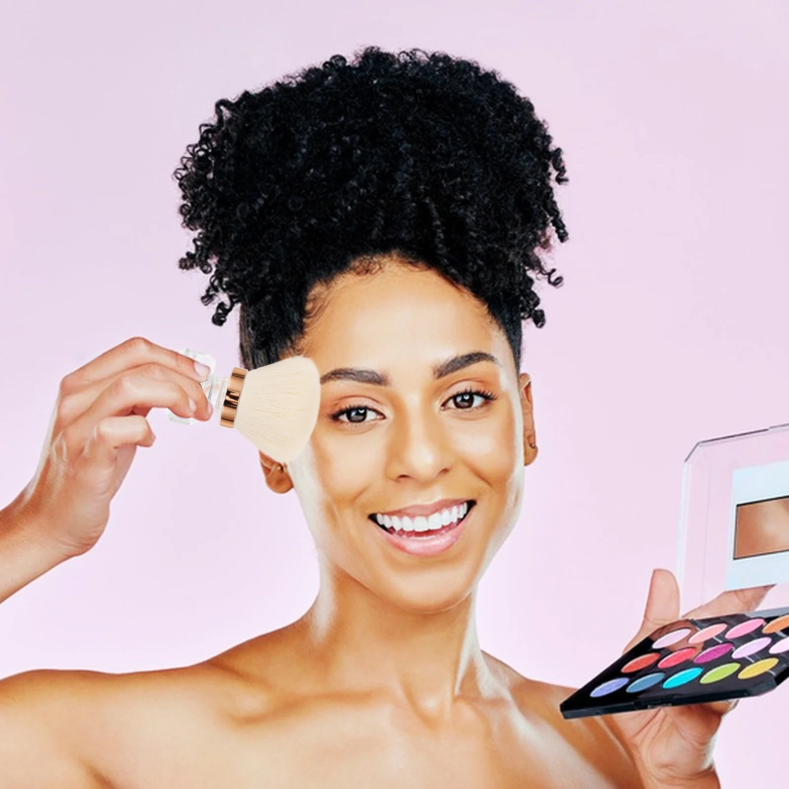 

2Sets Makeup Powder Brushes Soft Artificial Fiber Multi-Use Face Eyes Brushes Transparent Case Travel Powder Foundation