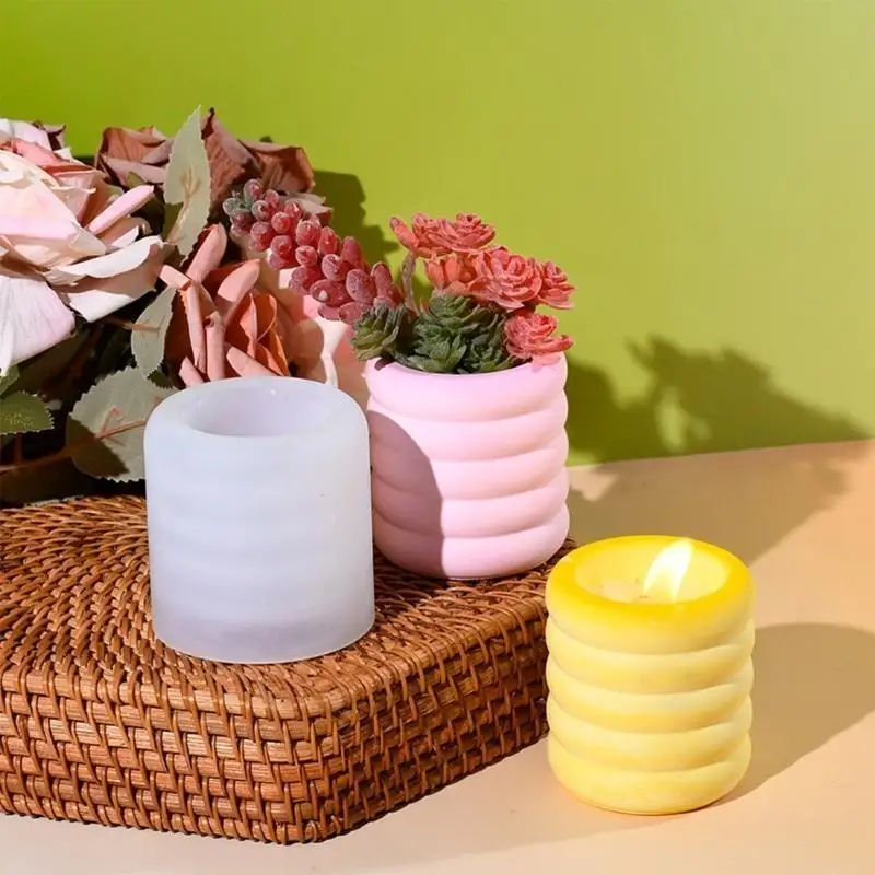 J78F Sturdy Silicone Mold For Creative DIY Projects Featuring Five Rings For Crafting Scented And Plaster Vase