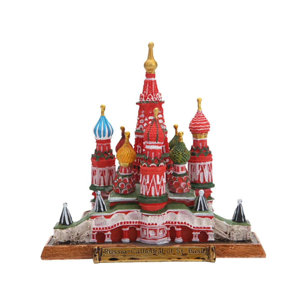 World Famous Building Landscape Russian Federation Moscow Saint Basil's Cathedral Bookcase Decoration Crafts Decor Statue