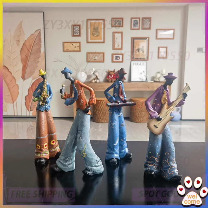 

New 2025hot Musical Retro Bookcase The Band Characters Electronic Organ Saxophone Decorations Ornaments Toys Holiday Gifts
