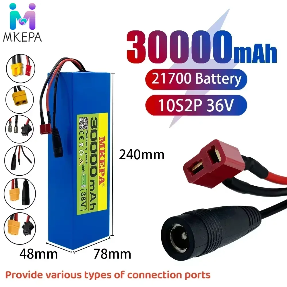 

NEW 36V 30AH 21700 5CLithium Battery pack 10S2P 30000mAh 500W high power electric bicycle battery 36V eBike Battery