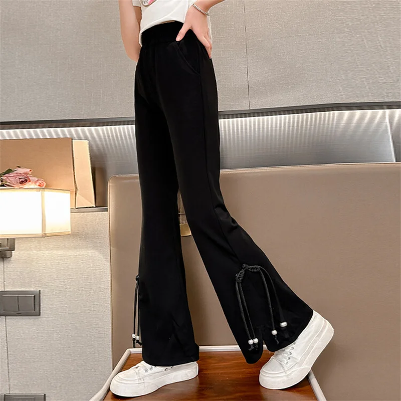 Girls' summer pants 2024 new medium children Korean version of summer 6-12 years old 15 years old bell bottoms