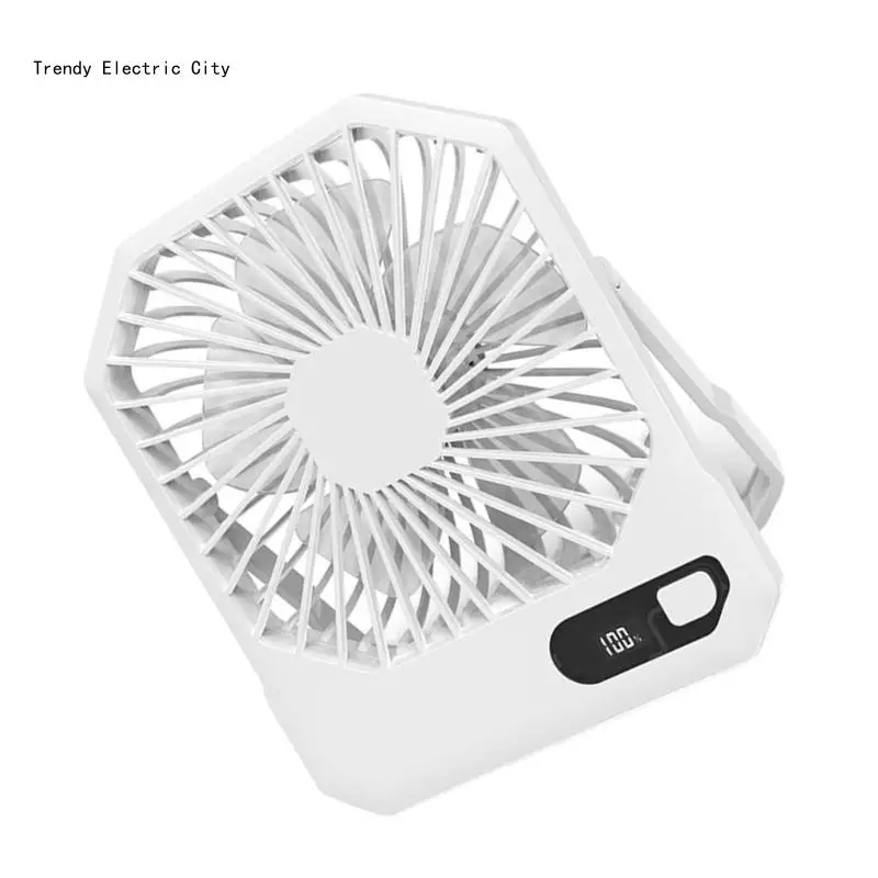 Ventilador escritorio plegable R9CD 3 velocidades, ventilador recargable 2600mah con ventilador USB con pantalla