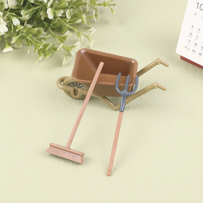 *1:12 Brick Field Garden Farm Scene Tool Set DIY Handmade Doll House Miniature Construction Cart Tool Ornament Children's Toys