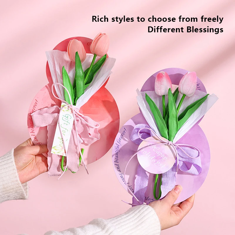 Saco de embalagem de flores de papel com alça saco de buquê diy material de embrulho de papel de flores para o dia das mães dia dos namorados