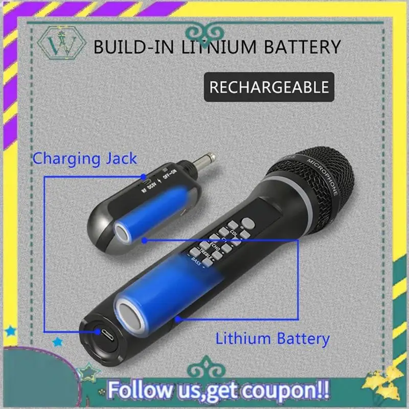 

NEW UHF Wireless Microphone Handheld Bluetooth Karaoke Microphone Recording Studio Home Party Singing For Car Speaker Easy To Us