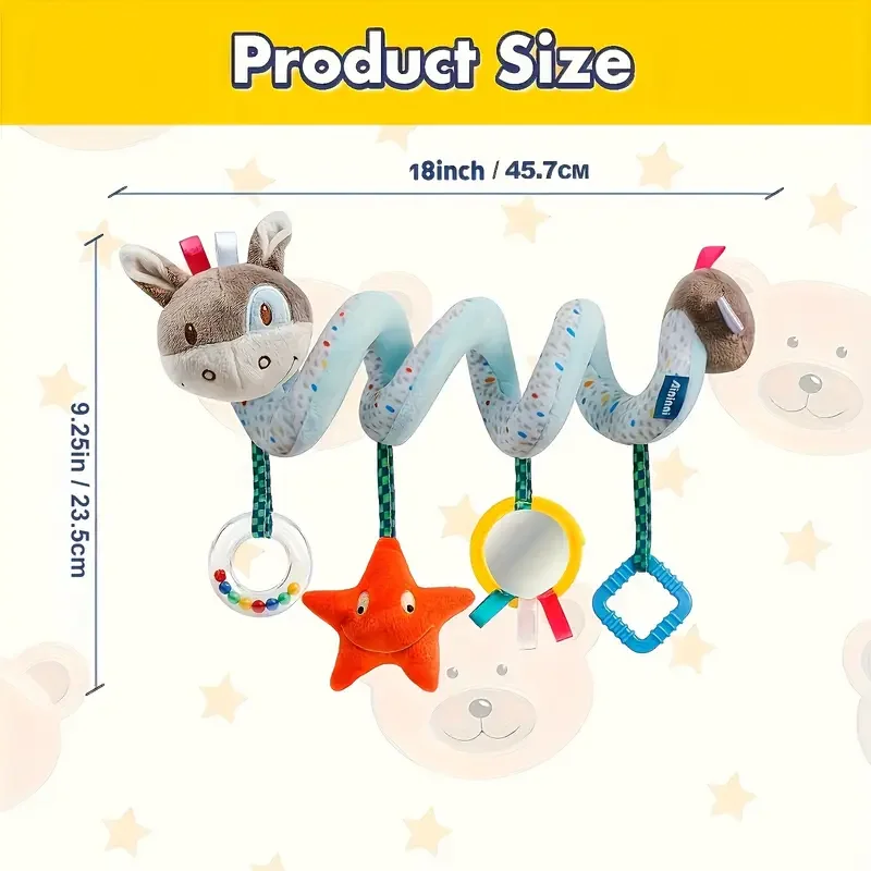 Assento de carro do bebê carrinho de berço brinquedos de pelúcia espiral atividade carrinho móvel pendurado brinquedo para infantil berço brinquedo móvel para recém-nascido