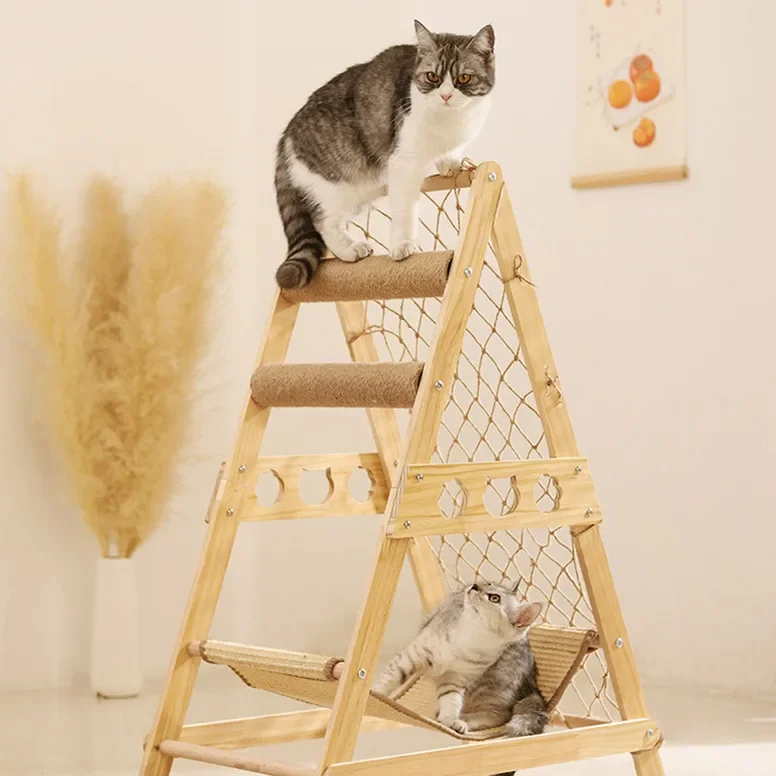 Cat Climber,Factory Wooden Pet Cat Climbing Frame Indoor Pet Toy Solid Wood Cat Tower