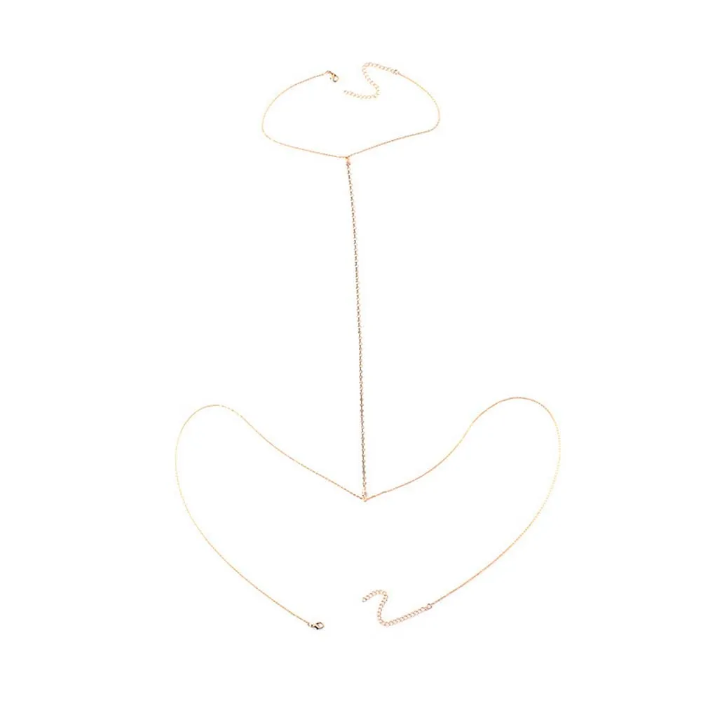 Simple Rhinestone Long Body Chain Necklace Crystal Choker Bikini Bra Jewelry Chest Fashion New Sexy Waist Belly Chain for Women