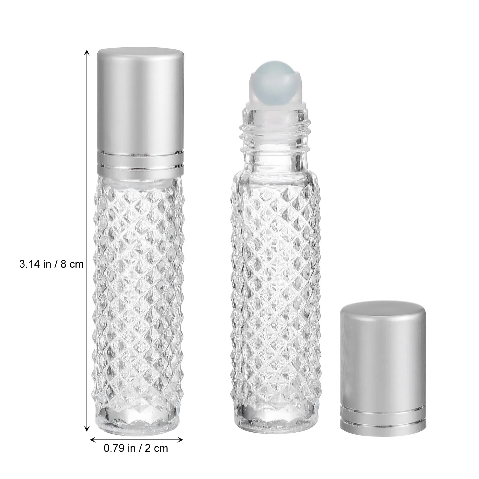 8Pcs 10Ml Refillable Glass Roll on Bottles Anti Slip Essential Oil Subpackage Holders Reusable Roll on Storage Containers Travel