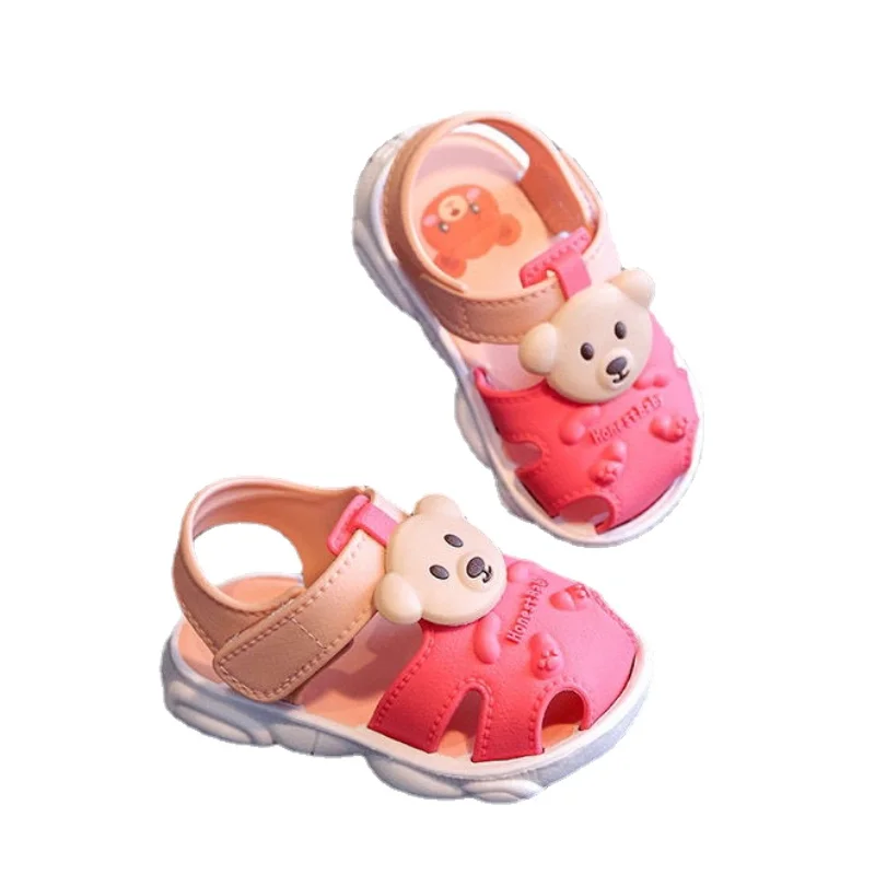 아기신발Baby Girls Boys Sandals 2023 Summer Toddler Closed Toe Little Bear Beach Shoes Newborn First Walkers Breathable Flat Sandals