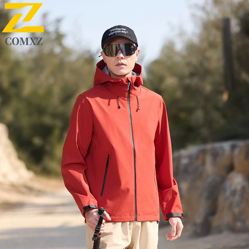 

Men's Jacket 2025 Spring New Single Layer Outdoor Windproof Lightweight Waterproof Jackets Neutral Hiking Detachable Hood Coat