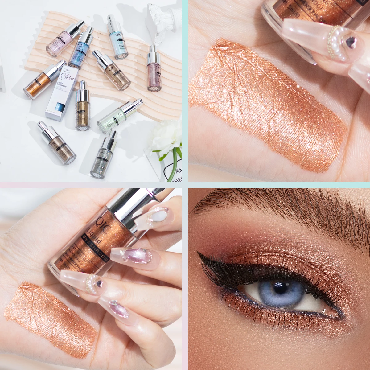 Ombretto liquido QIC Ombretto liquido fine luccicante ad alta luce delicato tutto con influencer