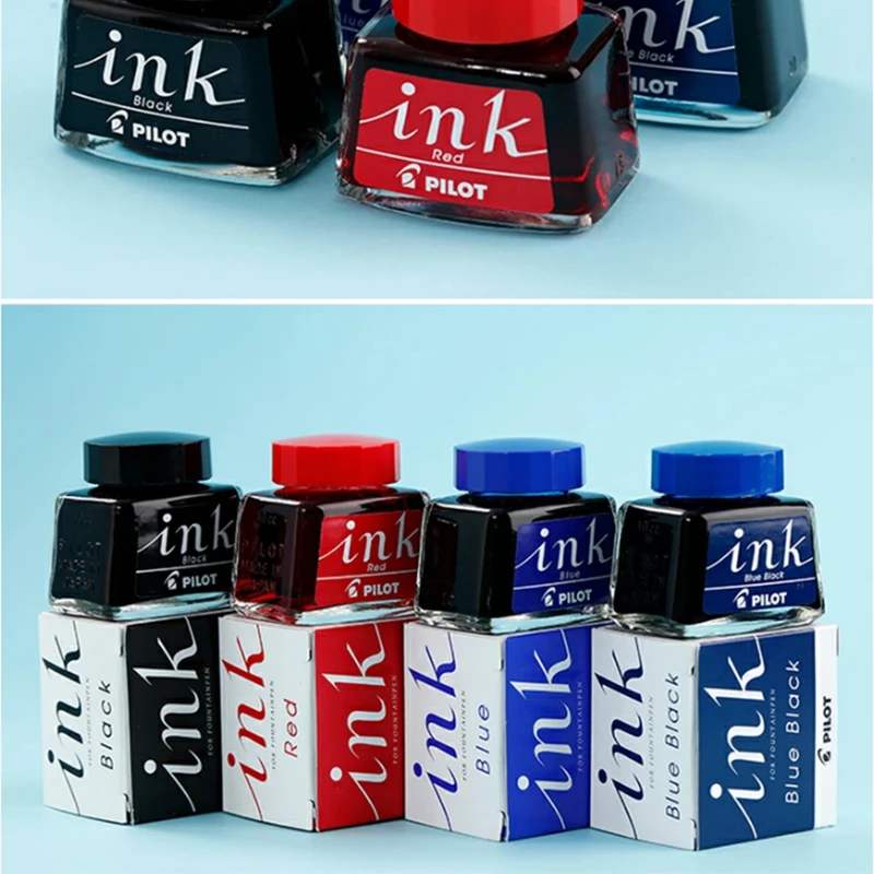 Japan Baku / PILOT INK-30 dye ink bottle black, red, blue, dark blue fountain pen use