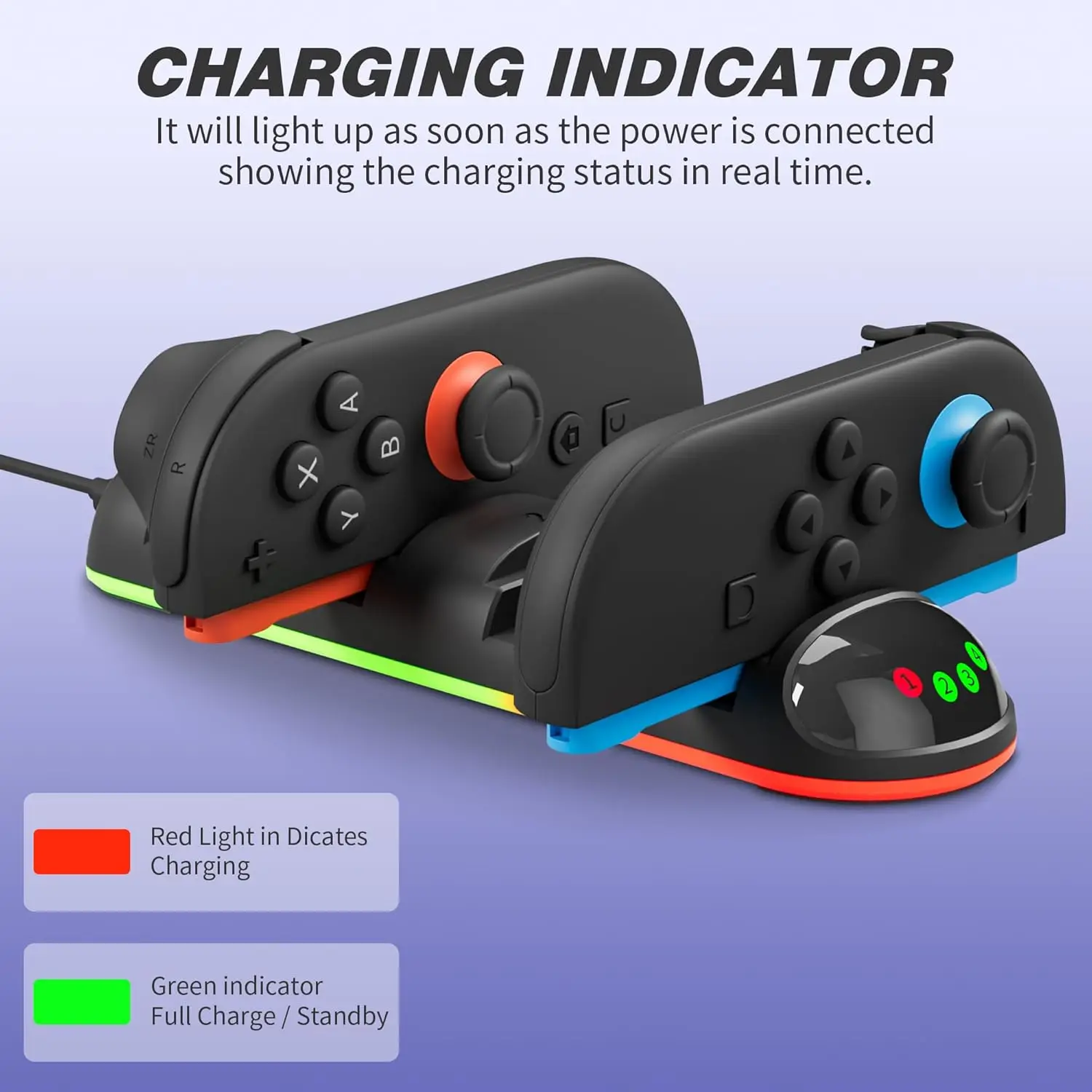 Portable Charging Dock for Nintendo Switch 2 Joy-Con Accessories with LED Display Light for Switch 2 Left and Right Handle