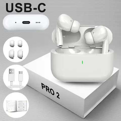Air Pro écouteurs sans fil Bluetooth casque Pro 2 TWS écouteurs USB-C Type câble fenêtre Pop-up pour IOS Android avec boîte ensemble complet
