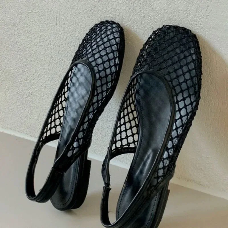 Women Mesh Ballet Flats Fishnet Ballerina Flats Comfortable Round Toe Ballet Shoes Breathable Casual Walking Shoes for Commuting
