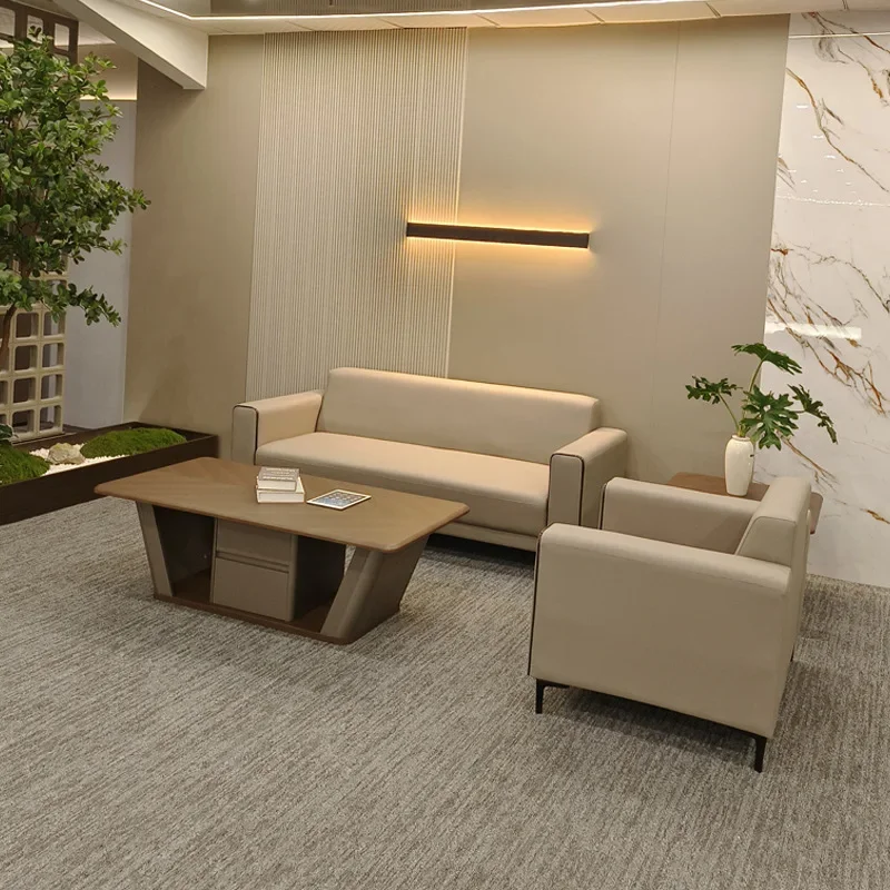 Modern simple office reception sofa tea table combination reception meeting negotiation simple modern three-person office sofa
