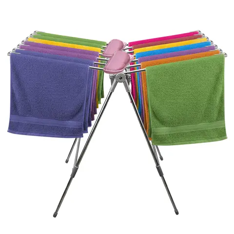 Foldable Stainless Steel Metal Drying Rack Clothing Ventilated Metal Laundry Rack Heavy-Duty Laundry Drying Rack Indoor Outdoor