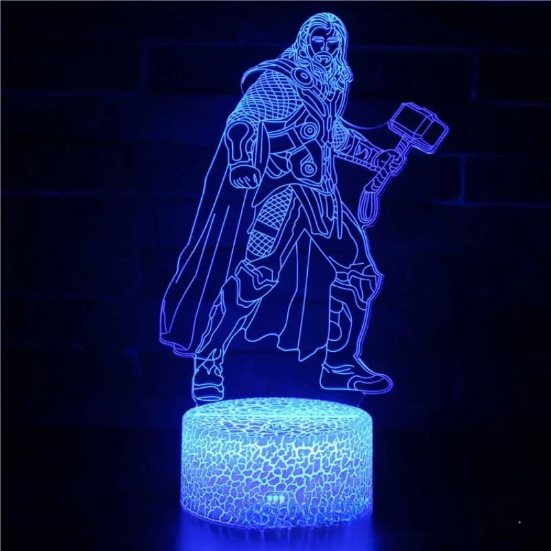 Marvel Avengers Anime 3D LED Nightlight Spiderman Ironman Hulk Thor Lamp Colorful Changing Night Lights Table Lamp Birthday Gift