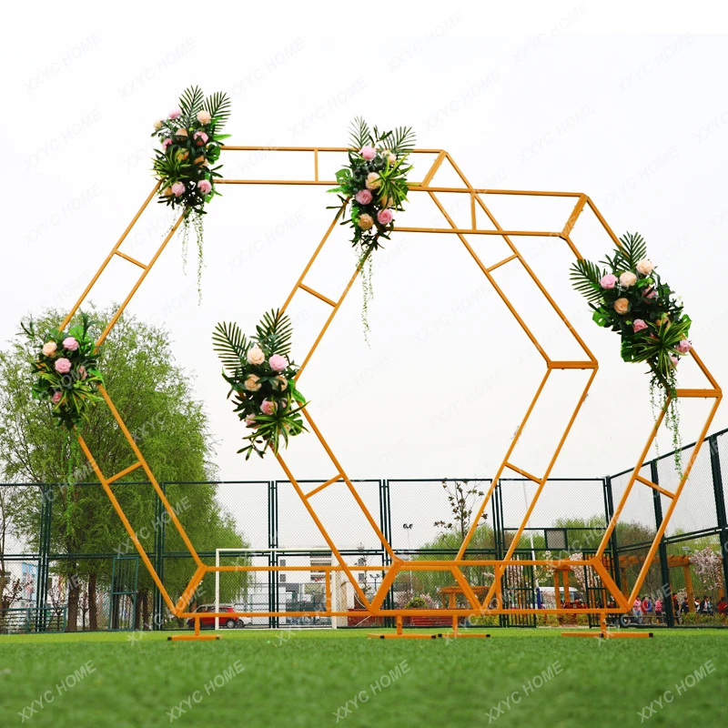 

Layout Decoration Props New Wedding Iron Shaped Arch Stage Background Geometric Screen Layout