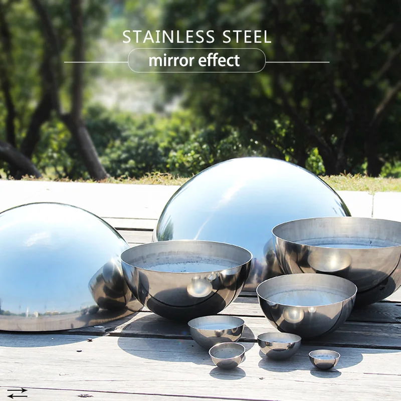 304 material 1.0mm thick stainless steel hemispherical mirror hollow decorated hemispherical steel pipe head Diameter 16mm-600mm