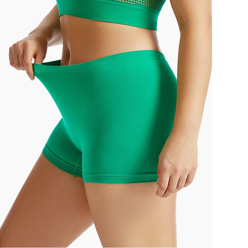 Large Size Women Safety Short Pants Seamless Mid Waist Underwear Breathable Sports Boyshorts Under Skirt Dress Safety Panties