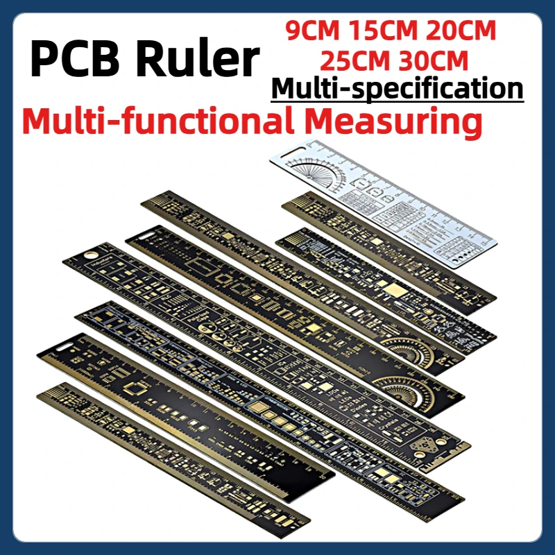 PCB Ruler 5 Type 9CM 15CM 20CM 25CM 30CM Multi-functional Measuring Tool Resistor Capacitor IC Chip SMD Diode Transistor DIY Kit