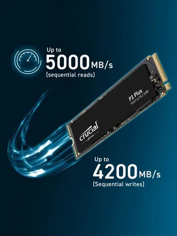 Crucial 솔리드 스테이트 드라이브 디스크, OEM 패키지, PCIe Gen4 3D NAND NVMe M.2 2280 SSD, 최대 5000 MB/s, P3 Plus, 2TB, 1TB, 500GB