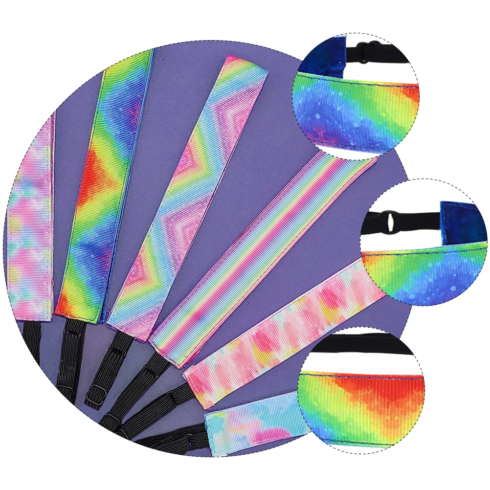 

3pcs Tie-Dye Band Rainbow Elastic Headband Sports Yoga Non-Slip Fitness Hoop For Women Girls Gradient Accessories Durable Cloth